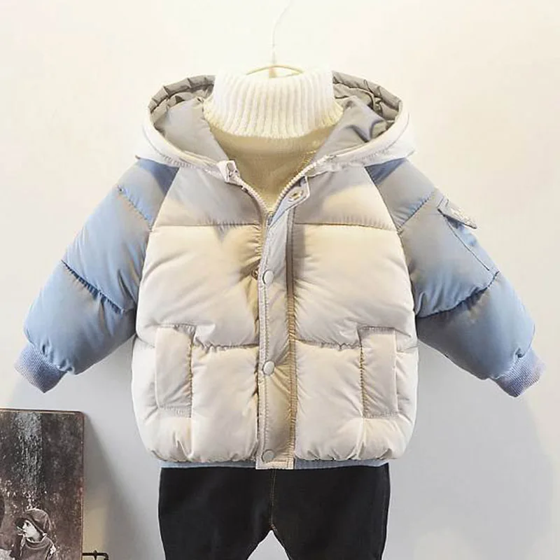 Коллекция года, зимние модные куртки для детей, теплая плотная верхняя одежда для мальчиков и девочек, парки Детское пальто Детская стеганая куртка, одежда - Цвет: Бежевый