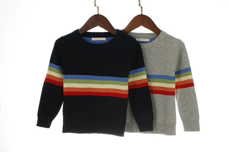 Детская трикотажная одежда с радугой для мальчиков от 1 до 6 лет, весна-осень г. Модная одежда для маленьких девочек, верхняя одежда детский пуловер Топы, свитер для девочек