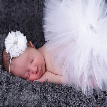

Newborn Baby Girls Clothes Skirt Set Baby Photography Props Tutu Skirt+Headband Set Clothing J9