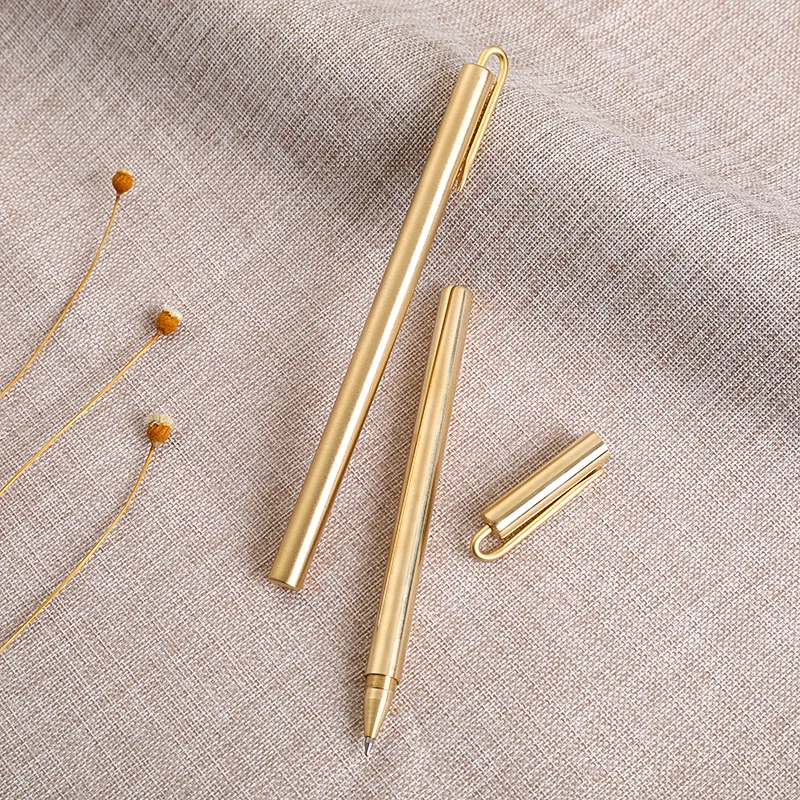 Retro Brass Gel Pen Pure Metal Made Replaceable Refills Various Lengths  mini signature pens