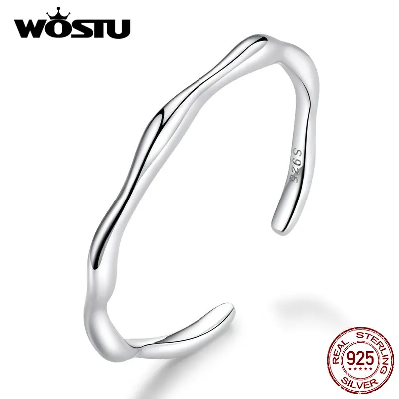 WOSTU, хит, модные, 925 пробы, серебряные, геометрические кольца для женщин, регулируемое кольцо, свадебное, минималистичное, хорошее ювелирное изделие, CQR593