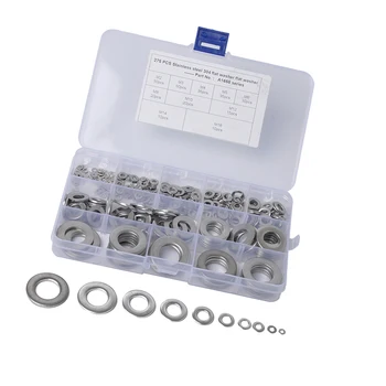 

304 Stainless Steel Large Fender Washer Assortment Kit 275 pcs, 10 Sizes - M2 m3 m4 ... m16
