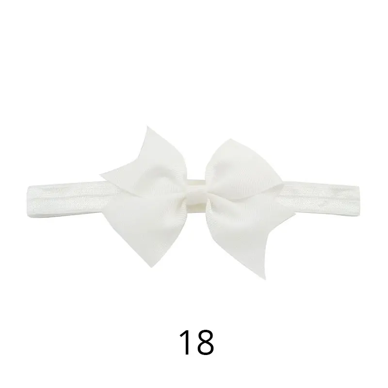 Riclia 20pcs/lot Bow Child Headbands Solid Cute Child Hair Accessories Princess Girls Headwear 20 Colors Cute Ribbon Hair Band - Color: 18