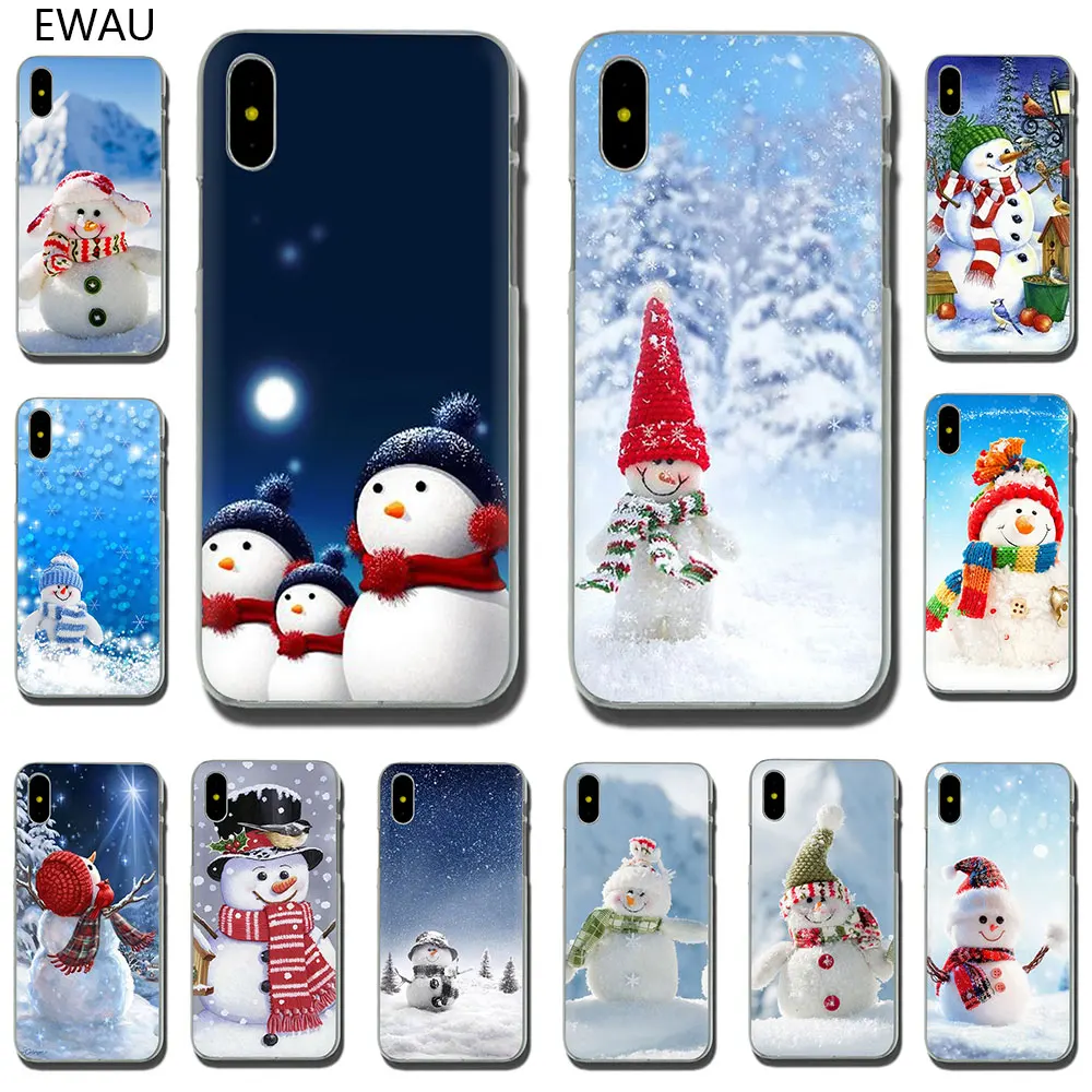 

EWAU Snowman Hard phone cover case for iPhone 11 Pro 6 6S Plus 7 8 Plus X XS XR XS Max