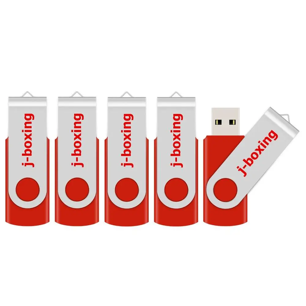 J-boxing USB Flash Drives 1GB 2GB Thumb Drive 4GB 8GB Metal Swivel Pendrives 16GB 32GB USB 2.0 Memory Stick 5PCS/Lot Red for PC