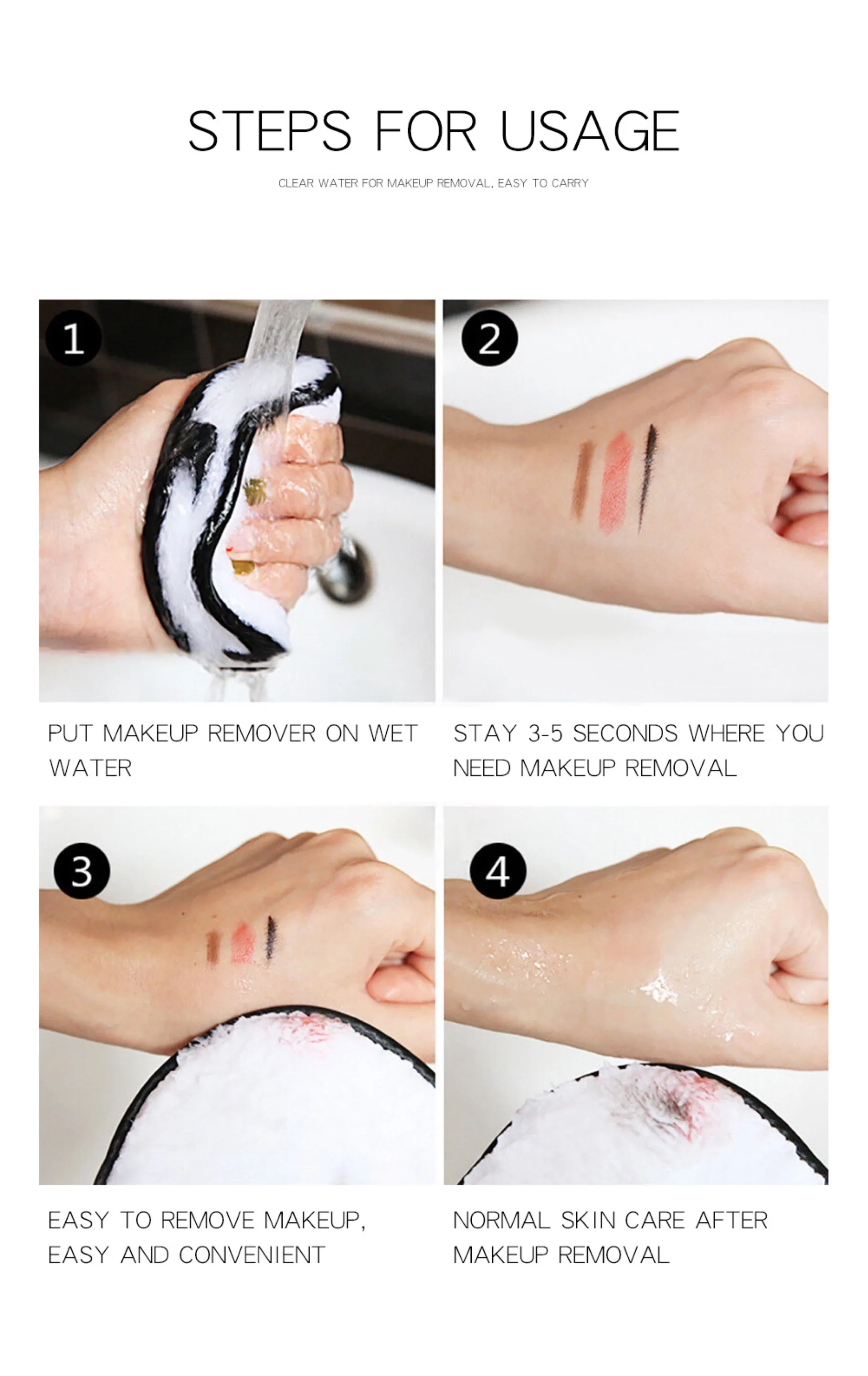 5PCS Reusable Makeup Remover Discs Face Makeup Eraser Cotton Pads Soft Microfiber Makeup Remover Cloth Facial 5