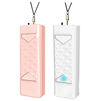 

2 Set Air Purifier Necklace USB Portable Air Purifier Wearable Mini Negative Ion Air Freshener Low Noise, Pink & White