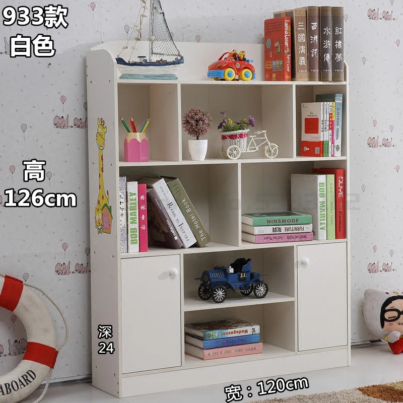 Children's bookcase simple bookcase landing kindergarten shelves cartoon students with doors baby toys storage home - Цвет: Золотой