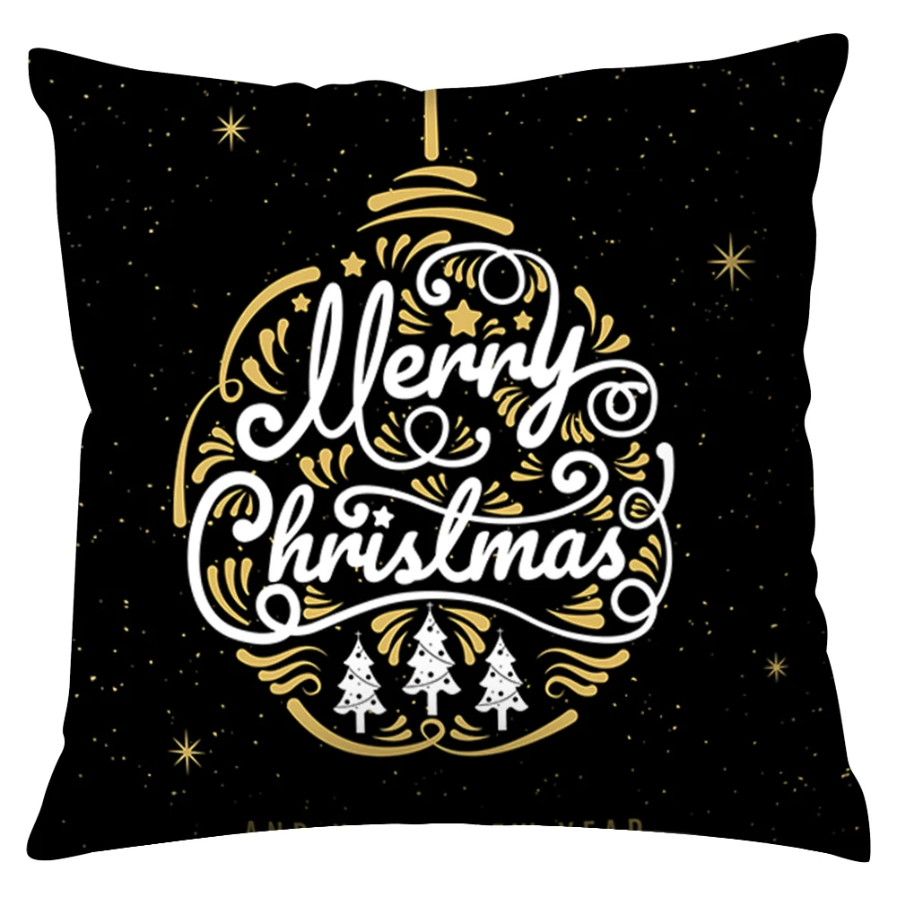 H 45x45 см, черный чехол для подушки серии Merry Christmas, полиэстер, Золотая фольга, с рисунком, наволочка для подушки, украшение дома, наволочка - Цвет: H