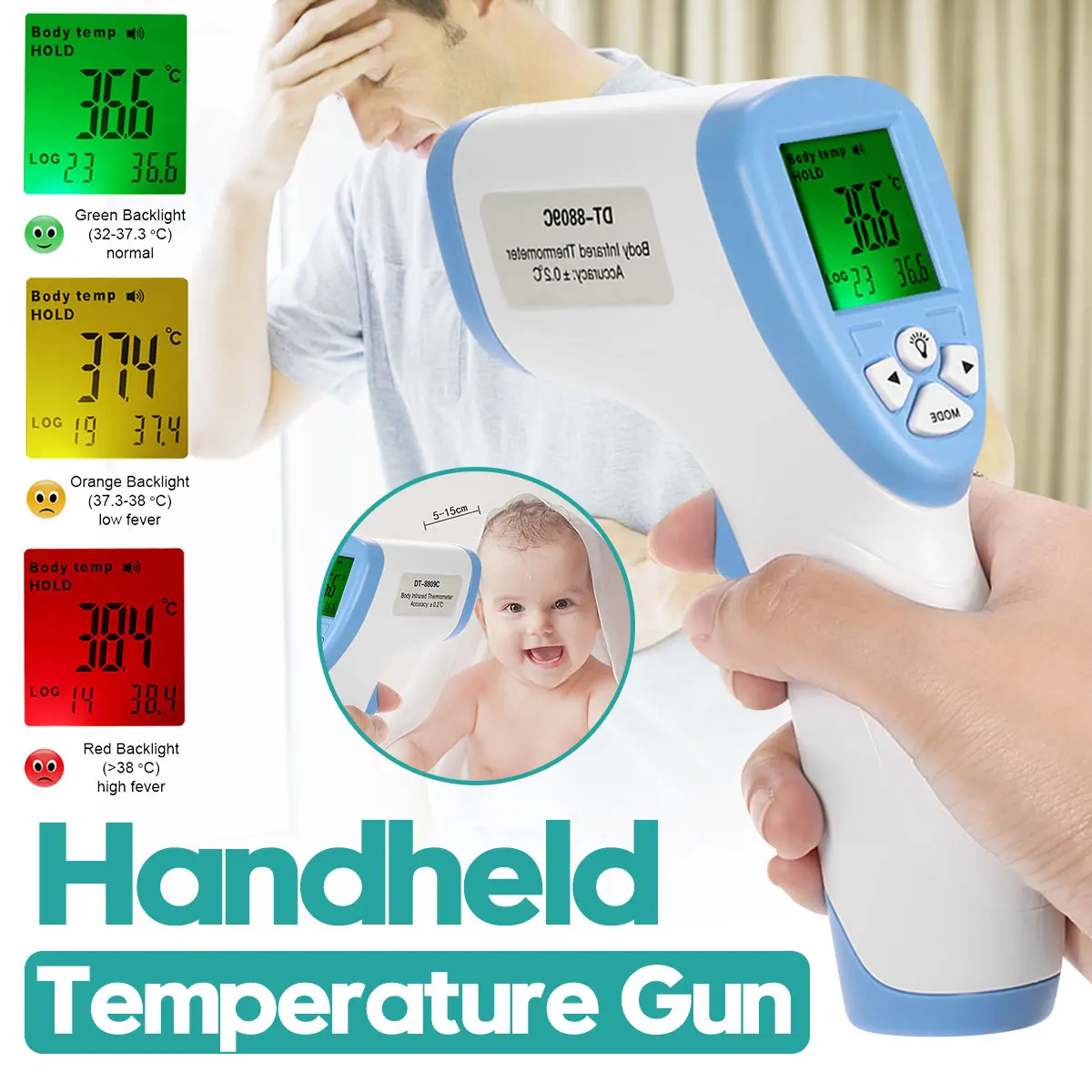 

DT8809C Non-Contact Infrared Thermometer Forehead thermometer Body Temperature Fever Digital LCD Measurement For Adult Baby