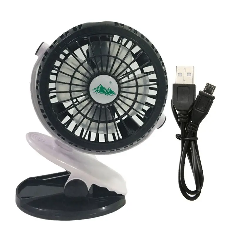 Черный Мини-Перезаряжаемые USB вентилятор 360 градусов вращение ручной зажим Вентилятор охлаждения коляска портативный воздушный вентилятор охлаждения 3 скорости для - Цвет: Черный