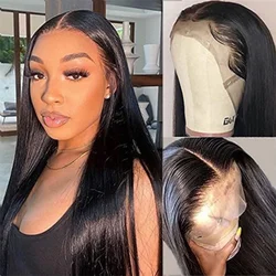100% Brazilian Lace Collar Straight Human Hair Wigs  13x4 Lace Front 12-28 Inch Wig