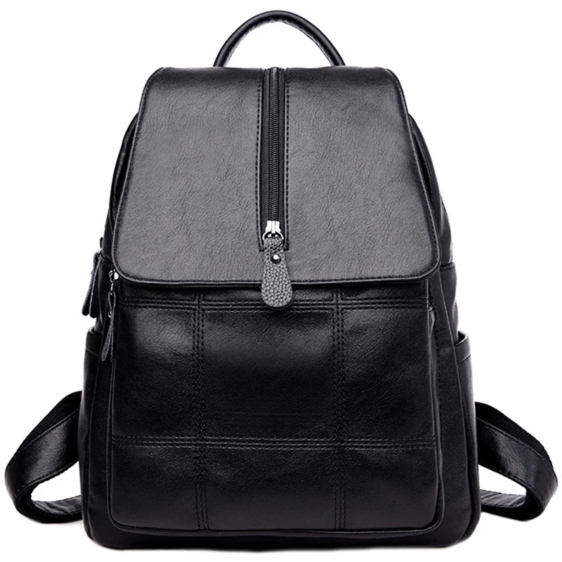

ABSF Fashion Backpack Female PU Backpack Zipper Patchwork Women'S Backpack Large Capacity Backpack
