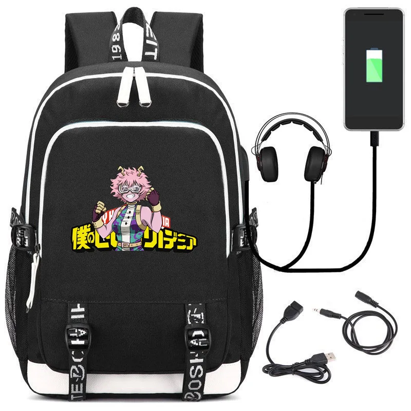 Школьные сумки My Hero Academy Kirishima Eijiro, аниме, сумка для книг, Женская дорожная сумка, usb зарядка, рюкзак для ноутбука, Мультяшные мужские сумки