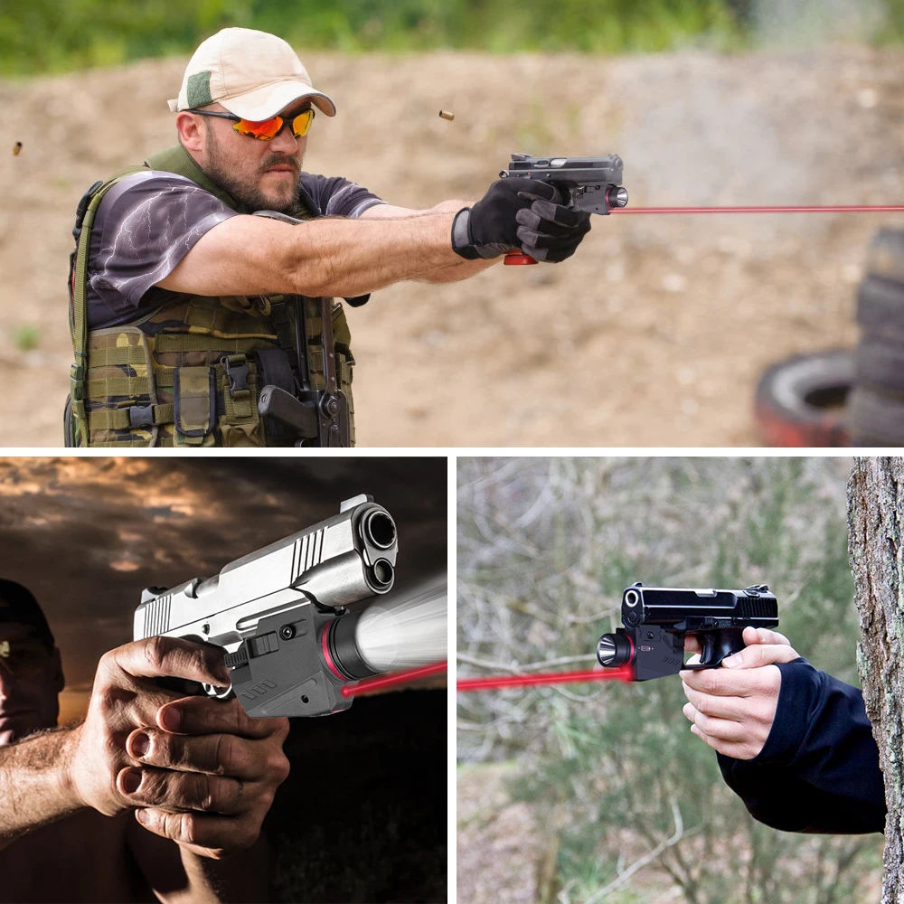 Tactical LED Gun Light Flashlight Red Laser Sight Portable Pistol Gun Light Military Airsoft Weapon Light for Hunting Shooting-5