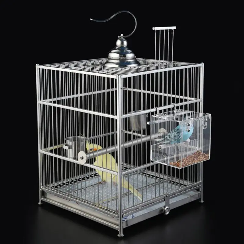 Transparent Acrylic Bird Parrot Feeder Hanging Tray Box Perch Stand Cage Tools