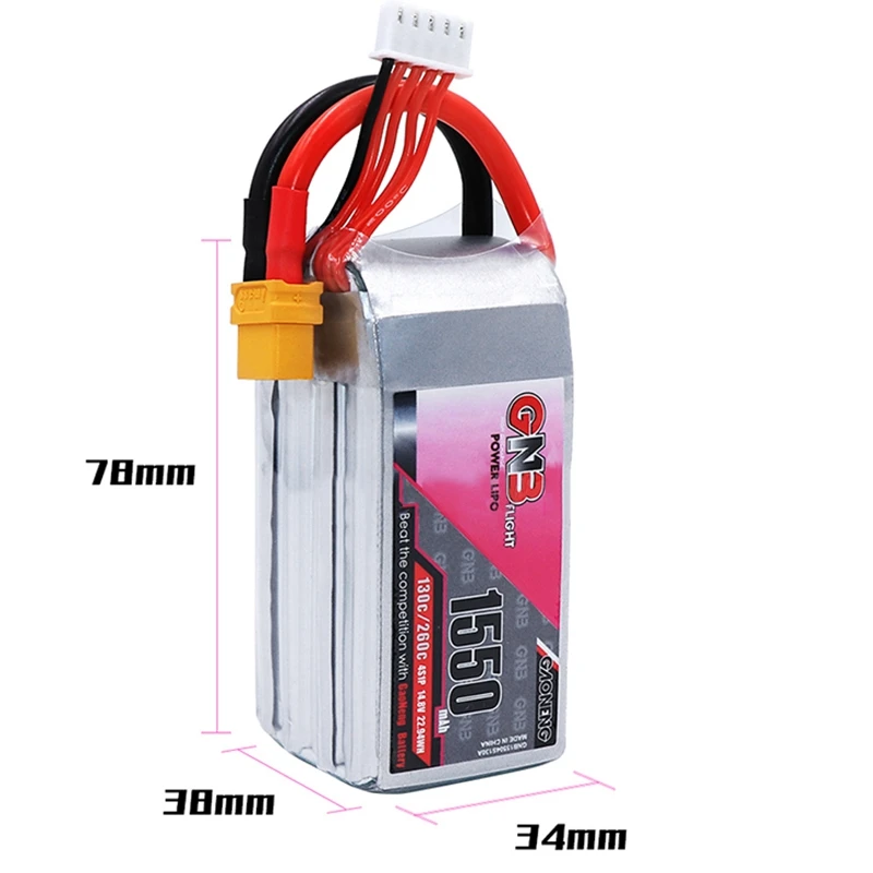 FFYY-GNB Gaoneng 14,8 V 1550Mah 130C 4S Lipo батарея XT60 разъем для Emax HAWK 5 FPV гоночный Дрон