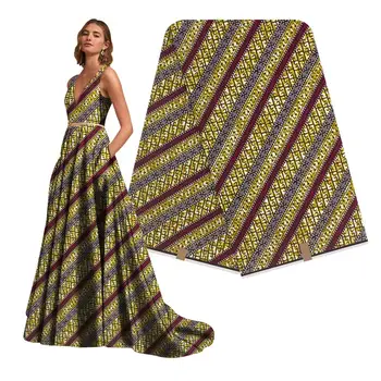 

Pagne High Quality African Stripe Wax Print Ankara Cotton for Dress 6yards Sewing Brocade Designer Fabric H18