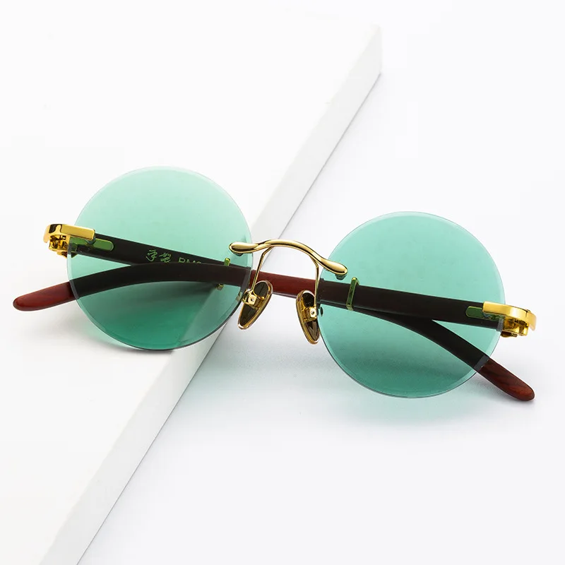 

Vazrobe Green Stone Sunglasses Male Crystal Sun Glasses for Men Women Round Fashion Anti Scratch