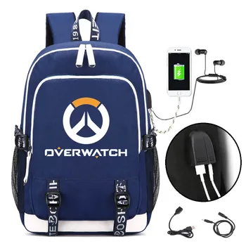 

New Overwatch Backpack Fashion Cartoon Games Rucksack Men Students School Bags USB Mochila Sac A Dos For Teenagers