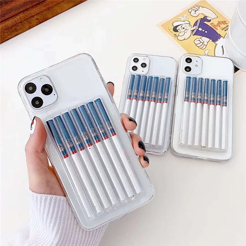 For iphone 11 3D Cartoon Cigarette Phone Case for iphone XR X XS MAX Transparent Cover For iphone 6 7 8 plus 11pro Max Cute Case