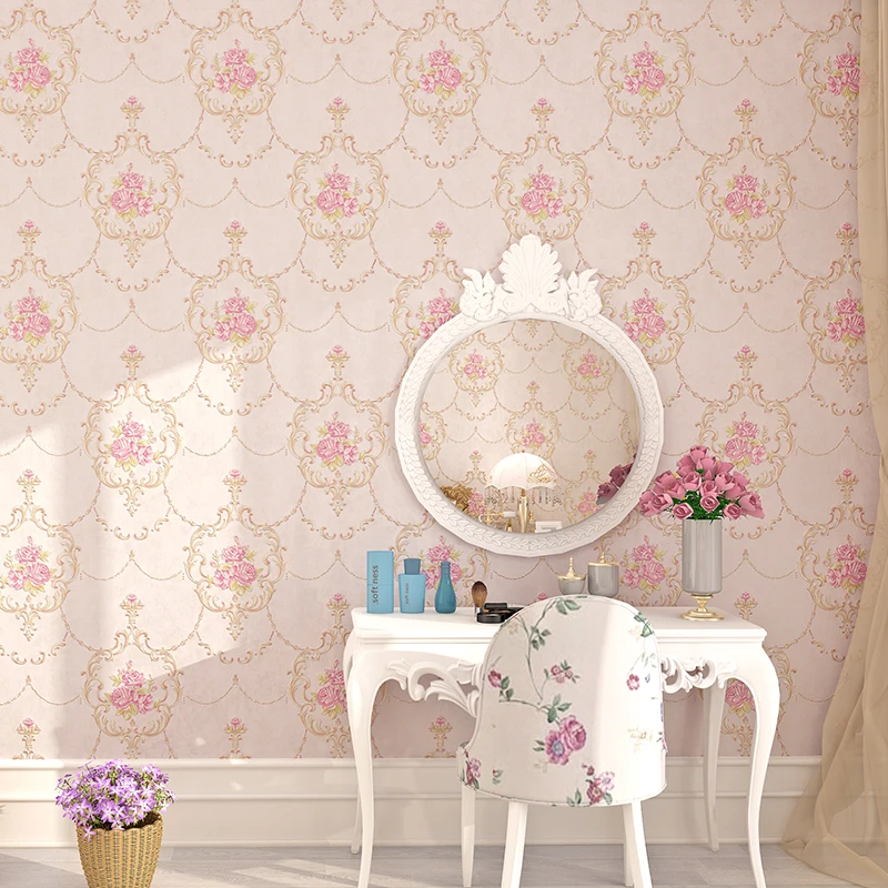

Fashion Design Wallpaper Floral 3d Room European Style Wallpaper Roll,non Woven Embossed Wallpapers Flower Tv Background Walls