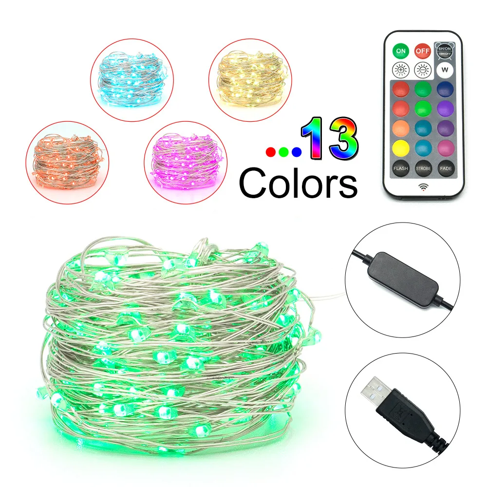13 Colors 10M Copper Wire LED String lights 100LEDs Outdoor/Indoor Fairy Garland lighting For Christmas Party Wedding Decoration | Освещение