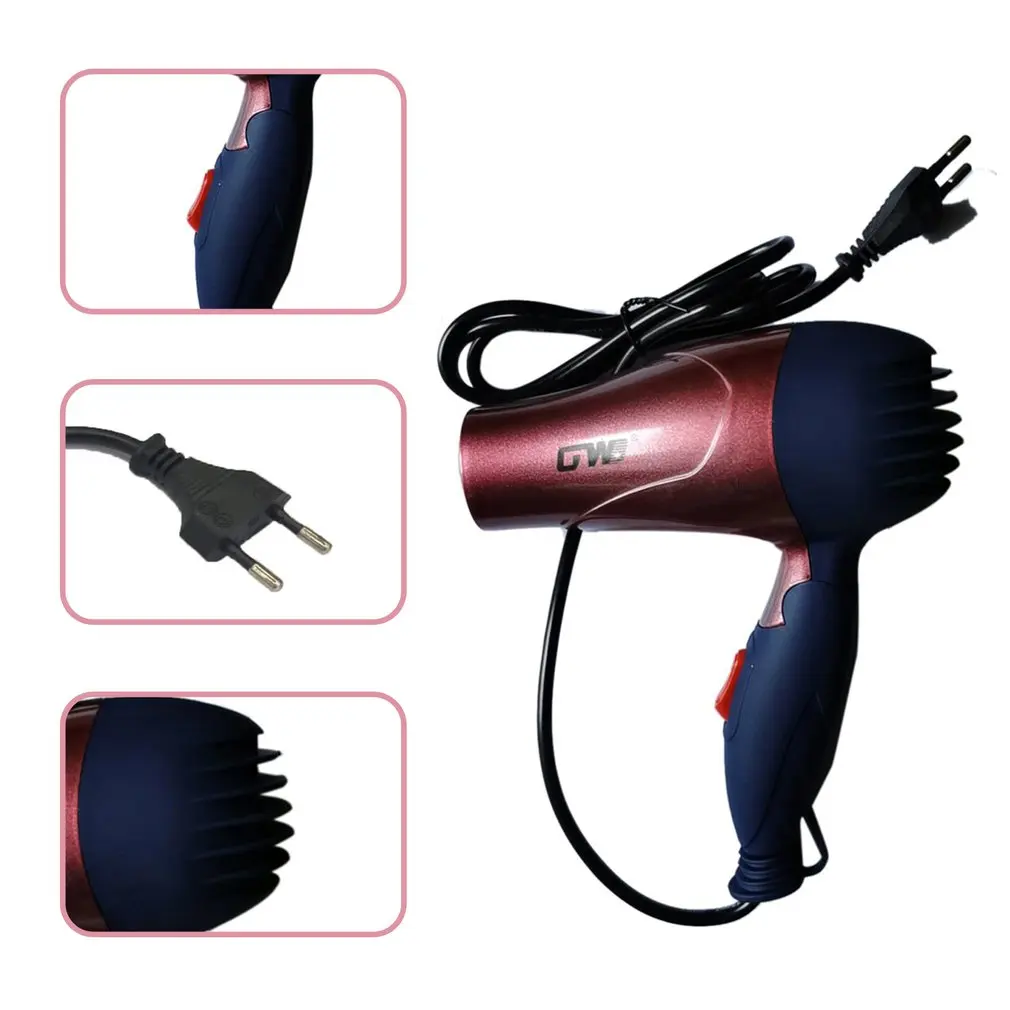 Mini Size 1500W Foldable Hair Blower EU Plug Traveller Household Electric Hair Dryer Collecting Nozzle Low Noise Hairdryer hair dryer