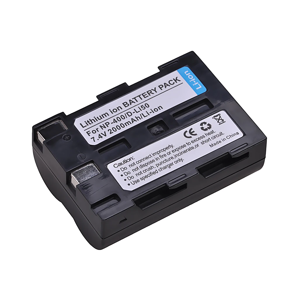 Rechargeable Battery 2000mAh D-Li50 NP-400 NP 400 For Konica Minolta DiMAGE A1 A2 Pentax K10D K20D Dynax 5D 7D Sigma SD15 SD14 camera battery