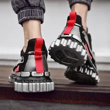 39-45Fashion Casual Shoes Men Lighted Breathable Mesh Sneakers Men Outdoor hip hop Lace Up Non-slip Sapatos de corrida