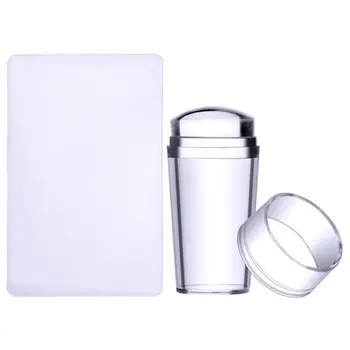 

New Nail Art Templates Pure Clear Jelly Silicone Nail Stamping Plate Scraper With Cap Transparent 2.8cm Nail Stamp Nail Art
