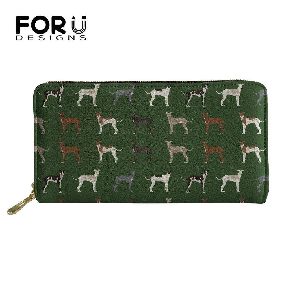 FORUDESIGNS cartera cuero estampado de perro galgo Kawaii mujer, Monedero de lujo, Portfel, Damski, Monedero para pasaporte|Carteras| - AliExpress