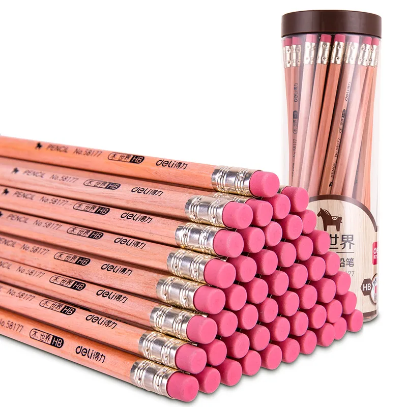 

10 pcs Student Writing Pencil with Eraser Rubber Head Exam Art Painting Sketch Pencil Safety Log 2B/HB Hexagon Rod