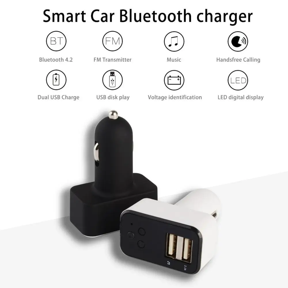 EC736 Интеллектуальный двойной зарядное устройство usb MP3 музыкальный плеер Поддержка FM радио Hands Free вызов адаптер