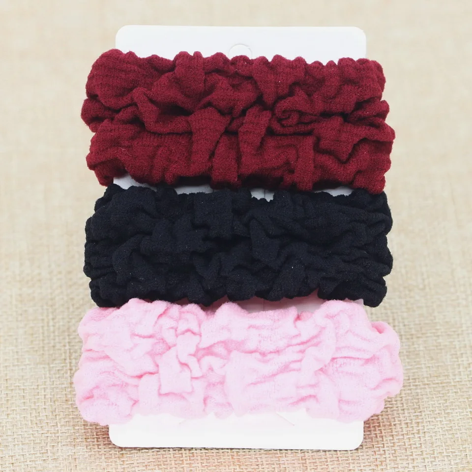 High elasticity Women Basic Thick Elastic Hair Bands Tie Gum Scrunchie Ponytail Holder Rubber Bands Fashion Hair Accessories - Цвет: Wine Black Pink