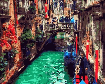 

DIY Painting By Numbers Street View Landscape Oil Painting HandPainted Wall Decor Painting Canvas Drawing 40*50 cm