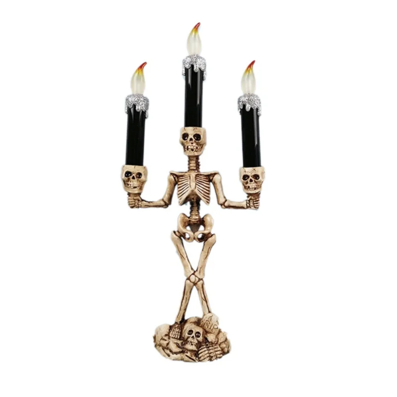 DIY Terror Human Skeleton Candle Lights Halloween Atmosphere Decoration Festive Supplies Desktop Party Home Decor Candle Holder