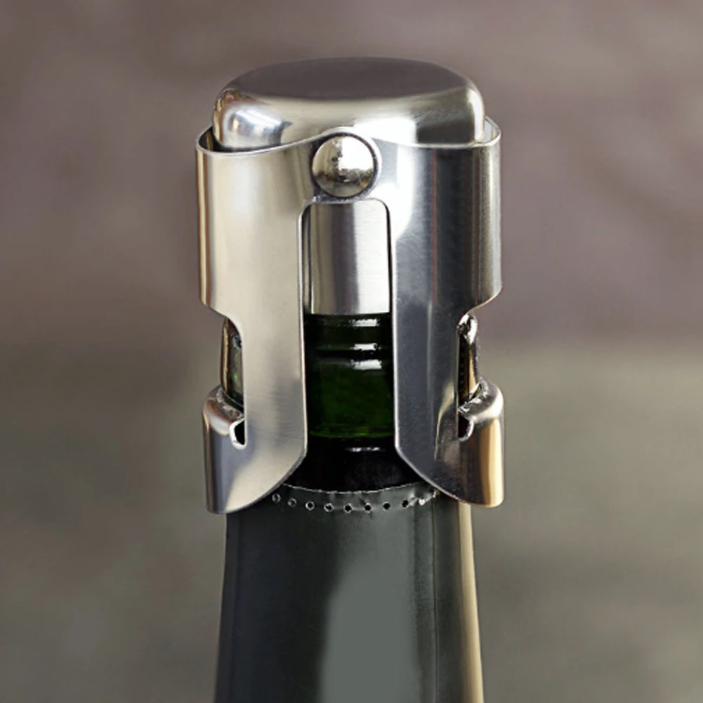 New 1pc Bar Inflatable Sparkling Stainless Steel Champagne Stopper Bottle Stopper Button Anti-Skid Leak Red Wine Wine Stopper