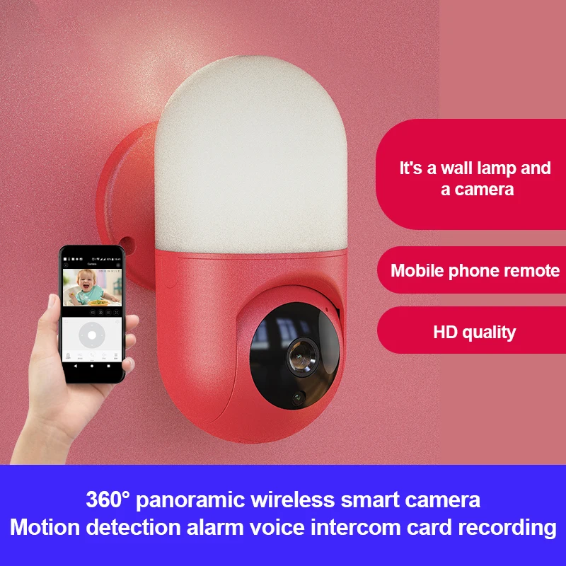 Lâmpada de Parede da Câmera Noturna sem Fio Remoto do Telefone Graus de Monitoramento de Segurança 2 em 1 Móvel de 360 Lâmpada Inteligente Visão Wifi Controle Panorâmica 2 Computador e Escritório