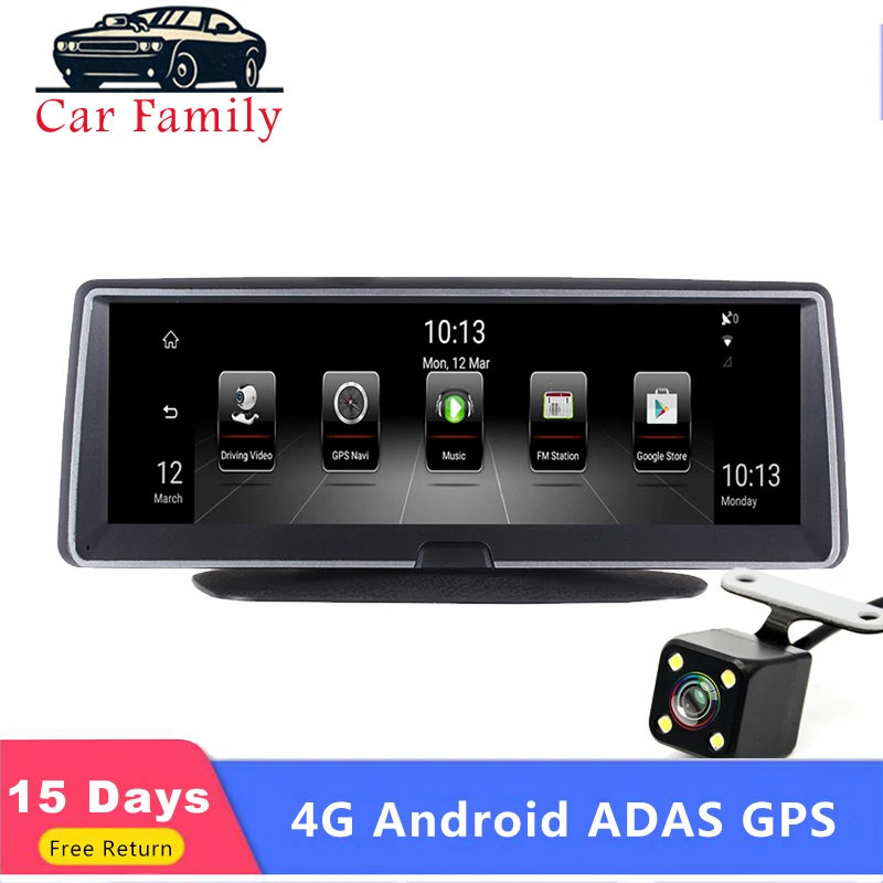 Car Famly 8 Inch 4G Android GPS Navigator ADAS Full HD 1080P Dual Lens Car DVR Dash Cam Auto Video Registrar Navigation Recorder