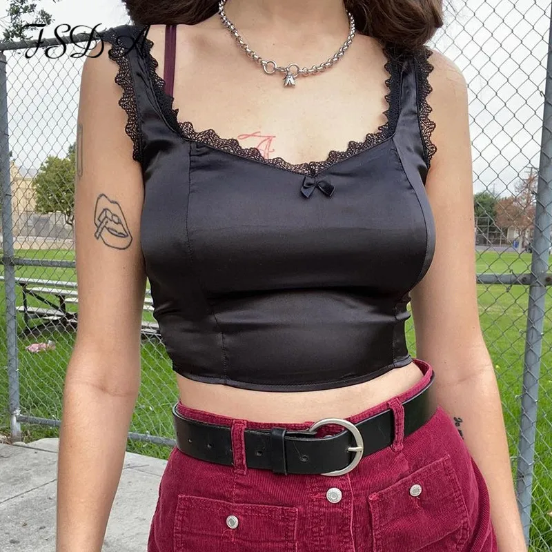 FSDA 2021 кружевное платье с v-образной горловиной атласные Топ коричневый женское