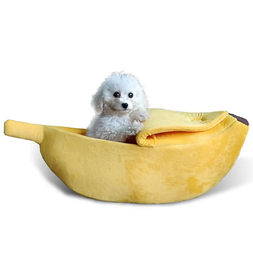 yellow Хоббилан милый банан кожуры форма Pet гнездо теплый дом для собаки кошки зимний спальный - Цвет: yellow