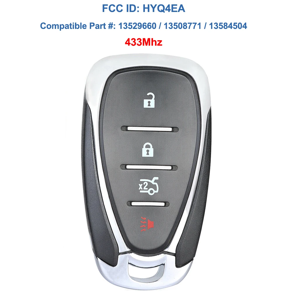 Keyecu умный дистанционный Автомобильный ключ 4 кнопки ID46 для Chevrolet Cruze Camaro Malibu Equinox Spark Sonic-HYQ4AA 315 МГц, HYQ4EA 433 МГц - Цвет: 433Mhz