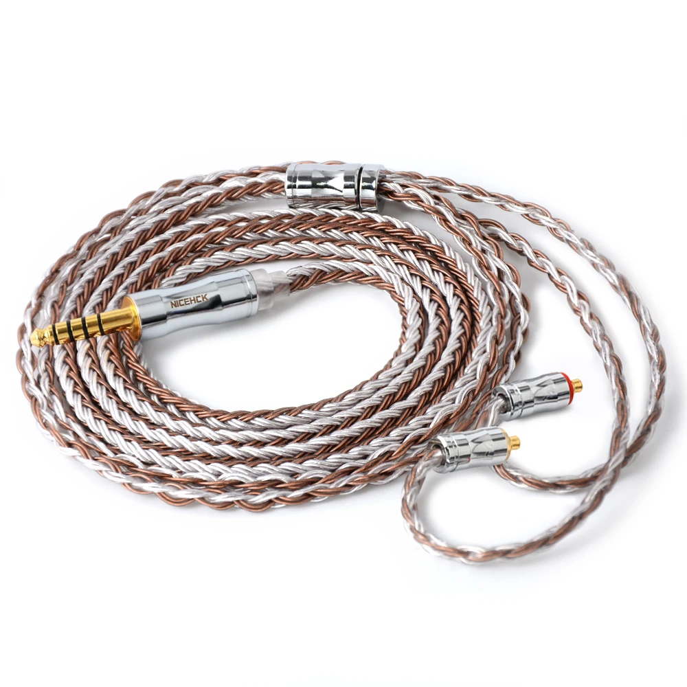 Nicehck-cabo de Cobre Prata Misturado C165 16 Núcleo 35 mm 25 mm 44 mm Plug Mmcx 2pin Qdc Pin para Bl03 Trnccakzzsx Tfz Qdc Nx7mk4