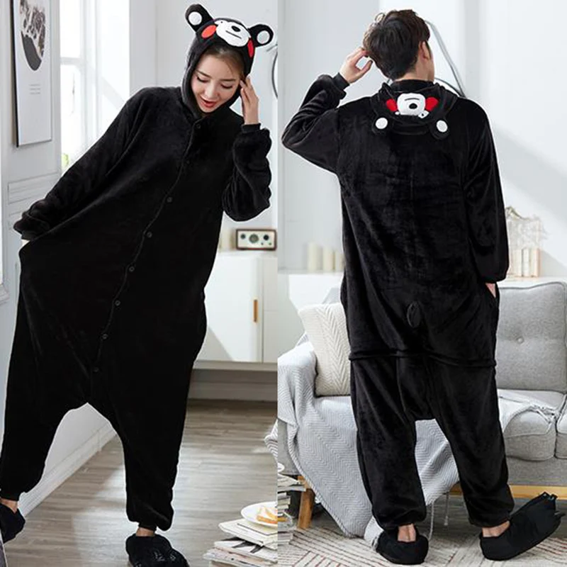 Кингуруми Кумамон единорог пижамы для взрослых Ститч Медведь животных Onesie зимние пижамы для мужчин пара фланелевая одежда для сна домашняя одежда