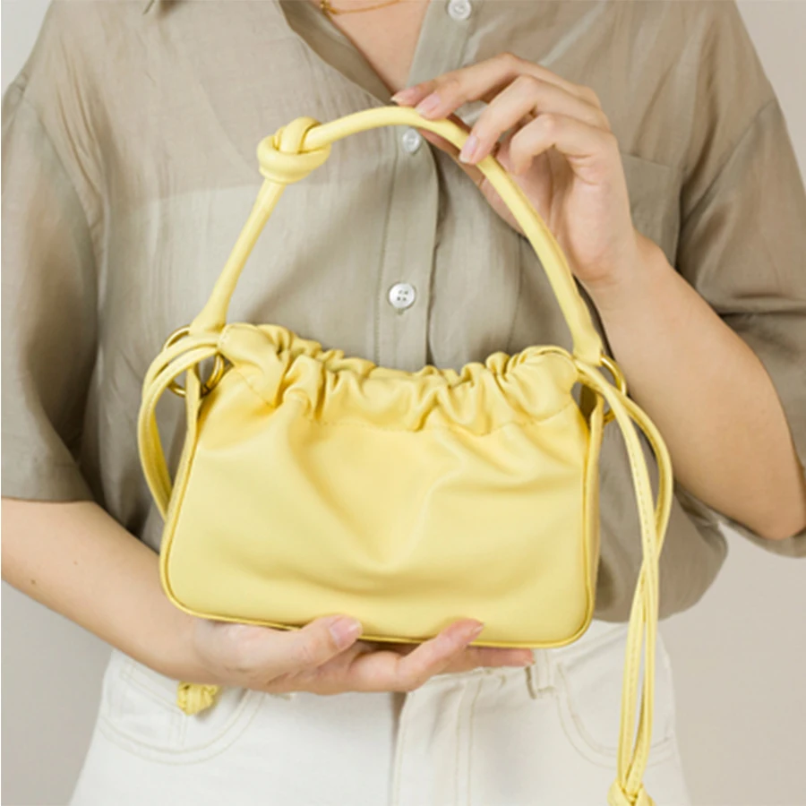 

Crocodile Pattern Drawstring Shoulder Messenger Bags For Women 2020 Pleated Soft Knotted Women Handbags Casual Crossbody bags