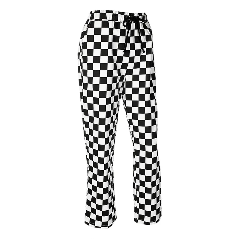 Брюки женские хит цвета тонкие осенние новые женские шахматные широкие брюки черные и белые клетчатые тонкие повседневные широкие брюки