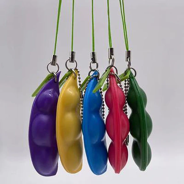Color Fidget Toy Antistress Squeeze Edamame Relieve Stress Toy Pop Lovely it Squeeze Beans Surface Emotion Figet Toys Keychain 2