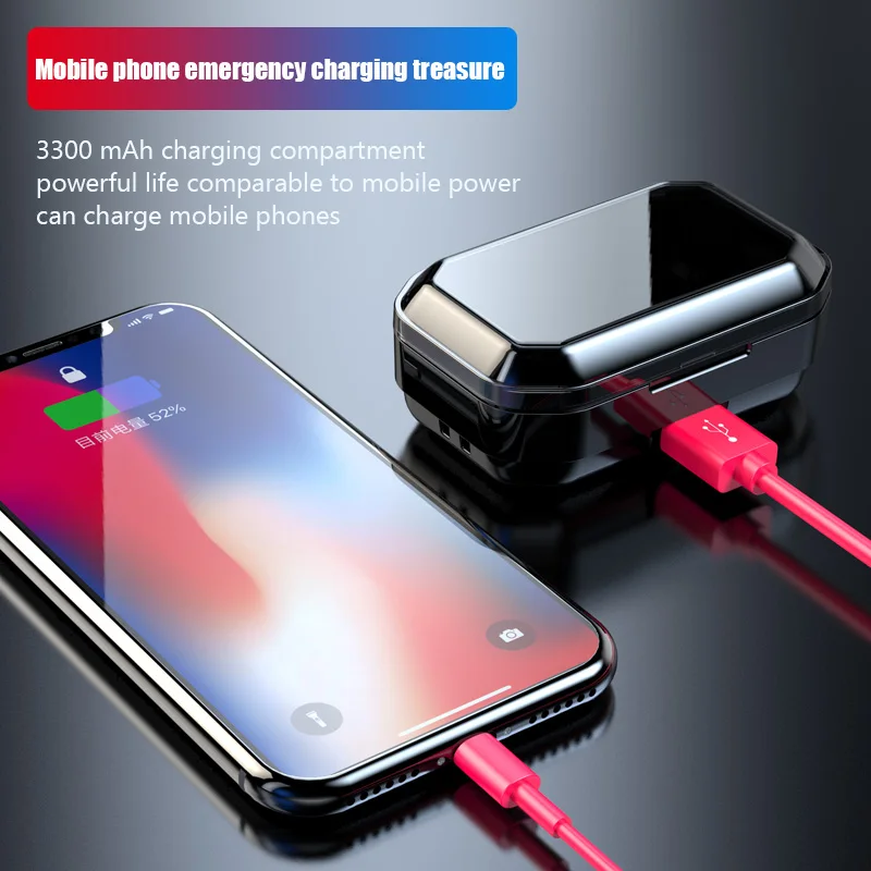 GO2 TWS цифровой дисплей мощность гарнитура сенсорная гарнитура Bluetooth 5,0 гарнитура IPX7 Водонепроницаемая гарнитура Мобильная мощность PK HBQ Redmi