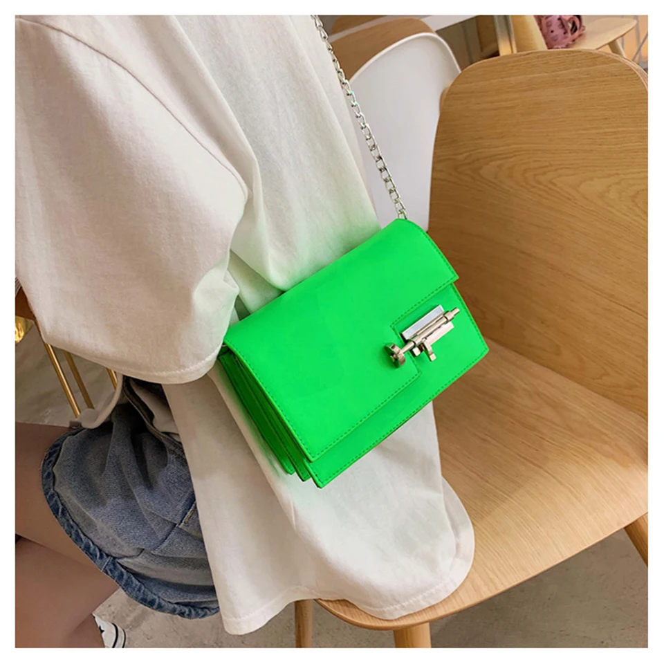 Неоновые зеленые желтые вечерние сумки для женщин 4 цвета ПУ кожа сумка через
